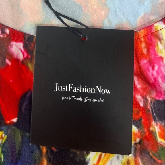 JustFashionNow Short Sleeve Shirt Womens Large Multicolor New Abstract Print - Picture 9 of 10